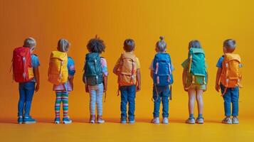 AI generated Group of Children Standing in a Line photo