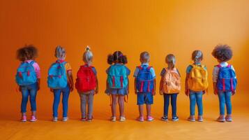 AI generated Group of Children Standing in a Line photo