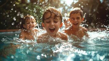 AI generated Children Playing in a Swimming Pool photo