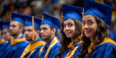 AI generated Group of People Wearing Graduation Caps and Gowns photo