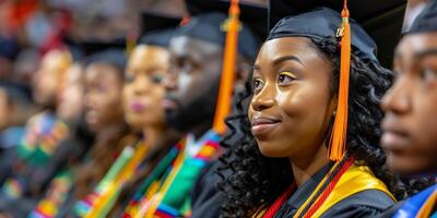 AI generated Group of People Wearing Graduation Caps and Gowns photo