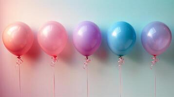 AI generated Row of Balloons With Happy Birthday Text photo