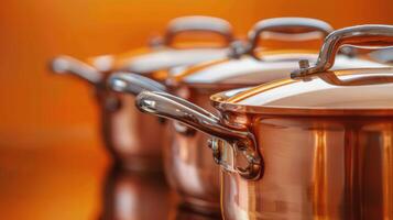 AI generated Row of Pots on Wooden Table photo