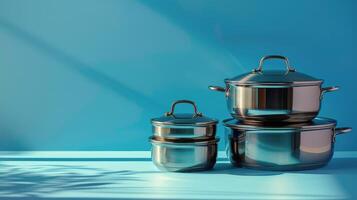 AI generated Group of Pots and Pans on Table photo