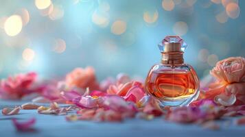 AI generated Bottle of Perfume on Table photo
