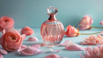 AI generated Bottle of Perfume on Table photo