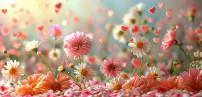 AI generated Pink Background With Pink Flowers photo