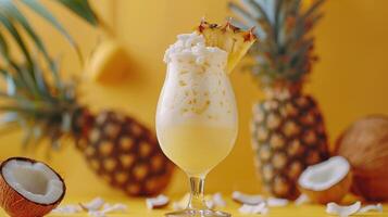 AI generated Refreshing Beverage With Pineapple Garnish in Glass photo