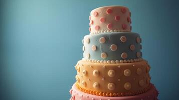 AI generated Three Tiered Cake With Polka Dots photo