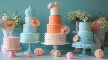 AI generated Three Tiered Cake With Polka Dots photo