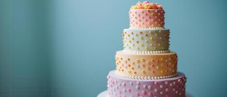 AI generated Three Tiered Cake With Polka Dots photo