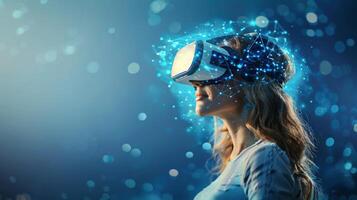 AI generated Woman Wearing Virtual Reality Headset photo
