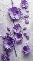 AI generated an oil painting with purple flowers and leaves photo