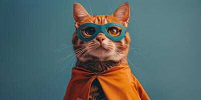 AI generated Cat Wearing Cape and Goggles photo