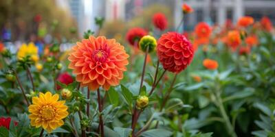 ai generado racimo de flores en un campo foto