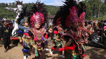 Reog traditional dance from Indonesia at the Indonesian independence day carnival event. photo