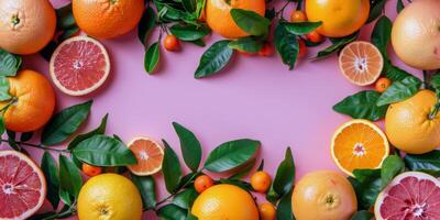 AI generated Assorted Citrus Fruits Arranged on a Table photo