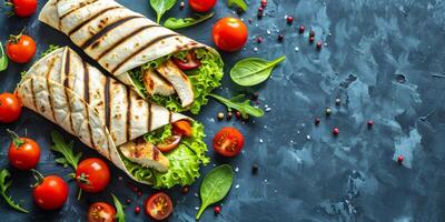 AI generated Fresh Tortilla Filled With Lettuce and Tomatoes photo