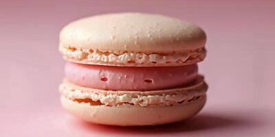 AI generated Pink Macaroon on Pink Surface photo