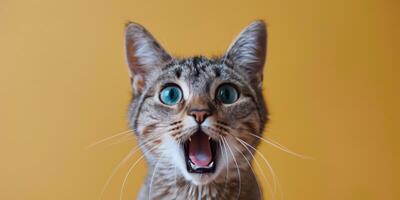 AI generated Close Up of a Cat With Its Mouth Open photo