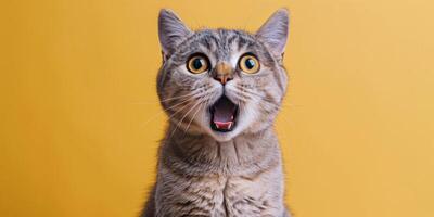 AI generated Startled Cat With Wide Eyes and Open Mouth photo