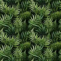 AI generated Vintage botanical seamless pattern of fern leaves. photo