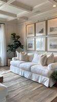 AI generated White Furniture Living Room With Wall Art photo