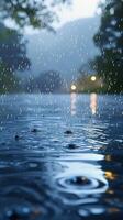 AI generated Rain Falling on Water photo