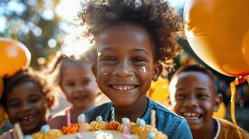 AI generated Children Surrounding Birthday Cake photo