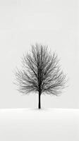 AI generated Lone Tree Standing Tall in Open Field photo