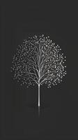 AI generated White Tree on Black Background photo