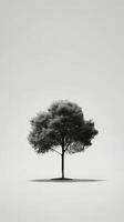 AI generated Lone Tree Standing Tall in Open Field photo