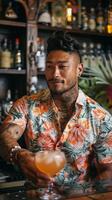 AI generated Bartender Making a Drink at the Bar photo