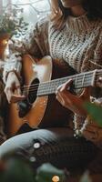 AI generated Person Playing Guitar in Room photo