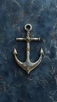 AI generated Metal Anchor on Blue Background photo