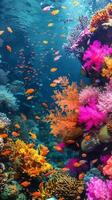 AI generated Colorful Coral Reef Teeming With Fish photo