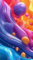 AI generated Colorful Liquid and Bubbles Abstract Painting photo