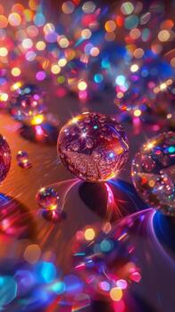 AI generated Group of Bubbles Floating on Table photo