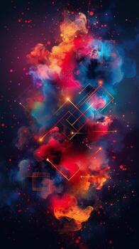 AI generated Vibrant Abstract Design on Black Background photo