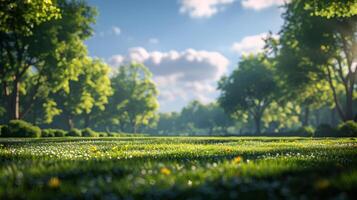 AI generated Grassy Field With Trees in Background photo