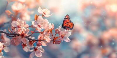 AI generated Butterfly Resting on Flower photo