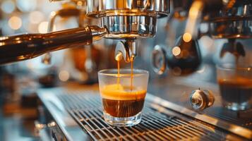 AI generated Espresso Machine Brewing a Cup of Coffee photo