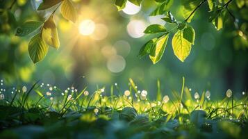 AI generated Sunlight Shining Through the Leaves of a Tree photo