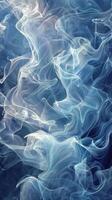 AI generated Blue Background With White Swirls of Smoke photo