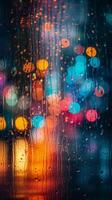 AI generated Rain Covered Window Close-Up photo
