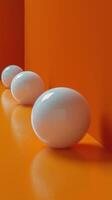 AI generated Row of White Eggs on Orange Floor photo