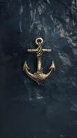 AI generated Gold Anchor on Black Background photo