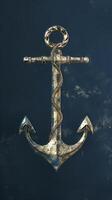 AI generated Gold Anchor on Black Background photo