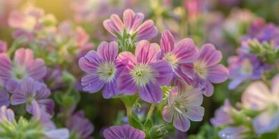 ai generado racimo de flores en medio de césped foto