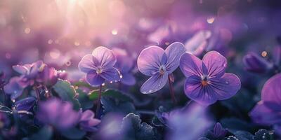 ai generado racimo de flores en medio de césped foto